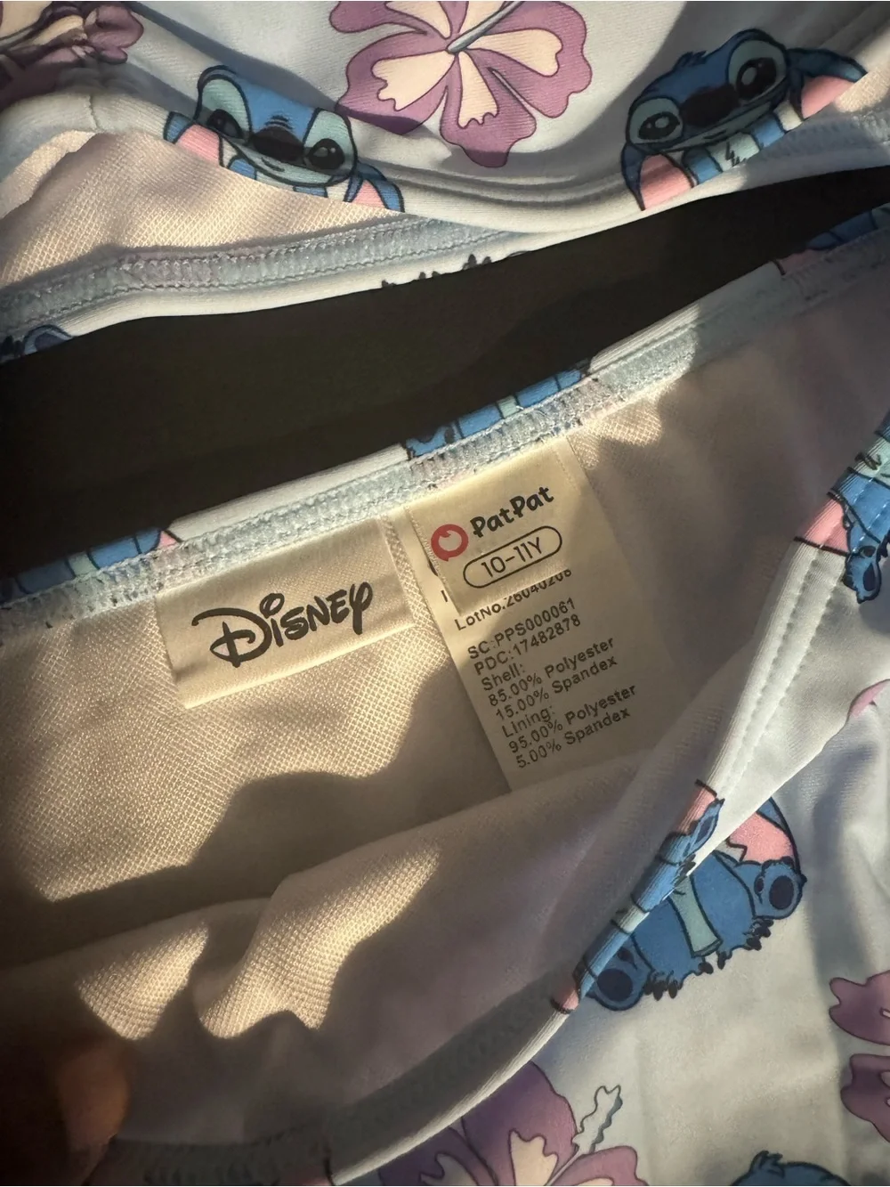 PatPat Disney Stitch Girl’s 10Y/11Y, two-piece bikini swimsuit. New with tags.